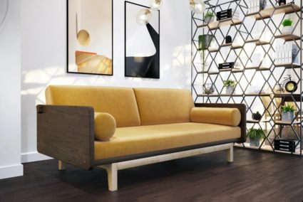 Диван Арско Двалин трехместный желтый Длина 205 см