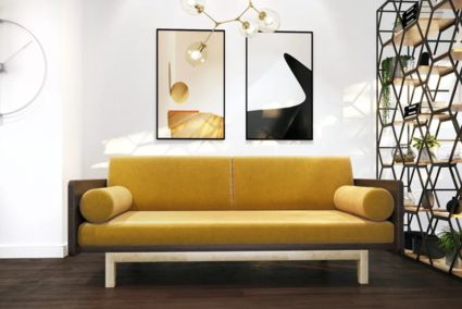 Диван Арско Двалин трехместный желтый Длина 205 см