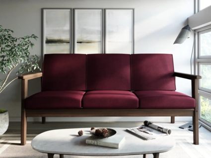 Диван Арско Лориан трехместный бордовый