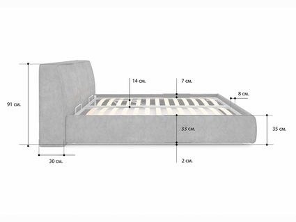 Кровать Сонум Altea Рогожка Пепельная (с подъемным механизмом) 80х190