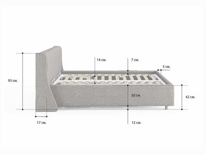 Кровать Сонум Barcelona Рогожка Пепельная (с подъемным механизмом) 90х200