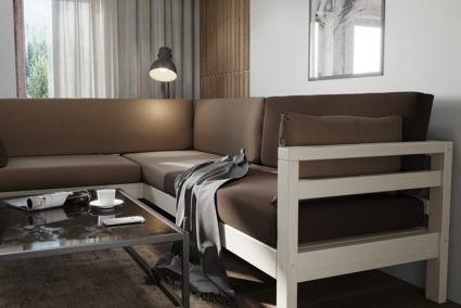 Диван Арско Домино угловой трехместный коричневый